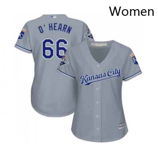 Womens Kansas City Royals 66 Ryan O Hearn Replica Grey Road Cool Base Baseball Jersey